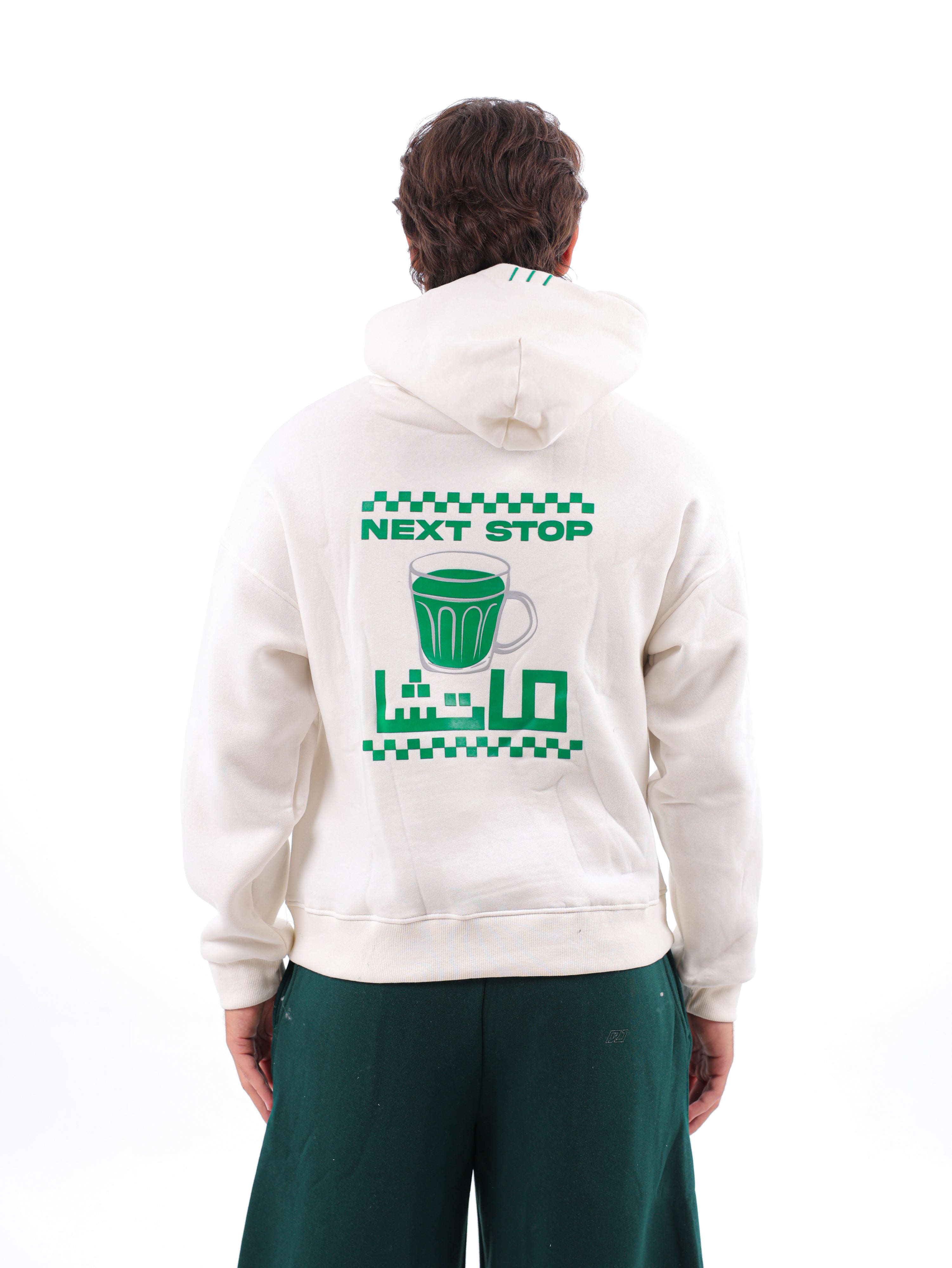 Matcha Boxy Printed Hoodie
