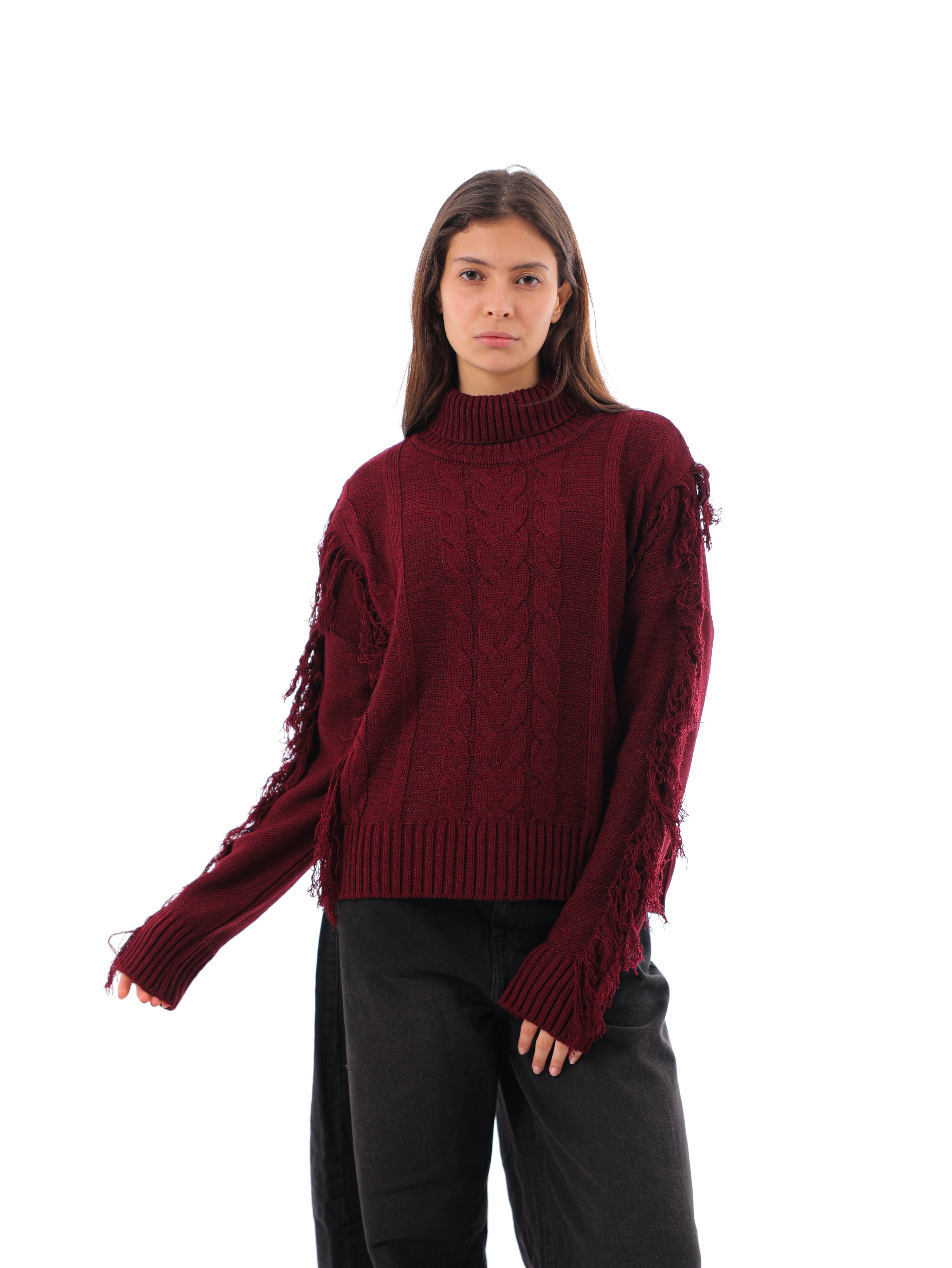 Mock Neck Cable Pullover