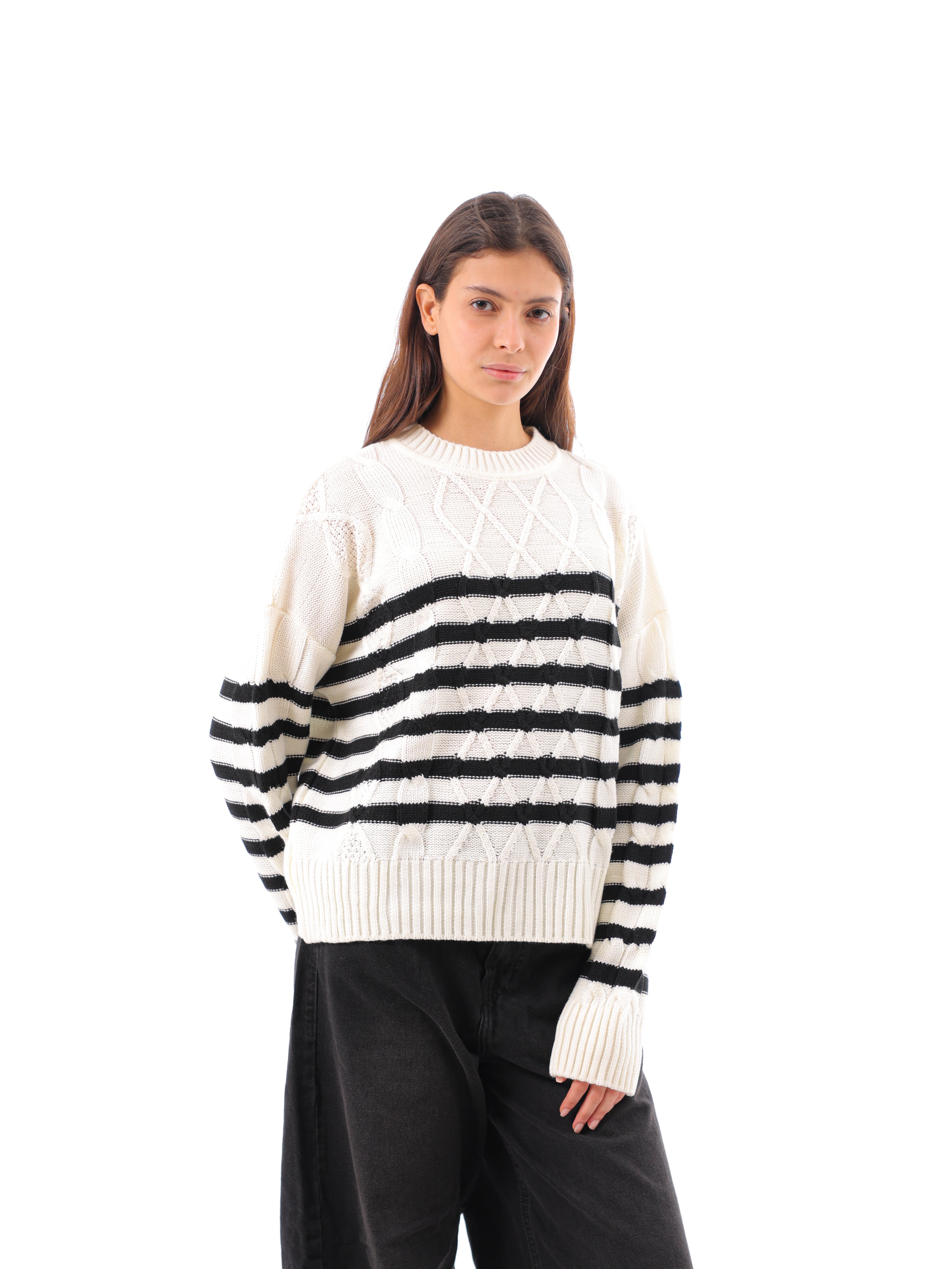 Striped Cable Pullover