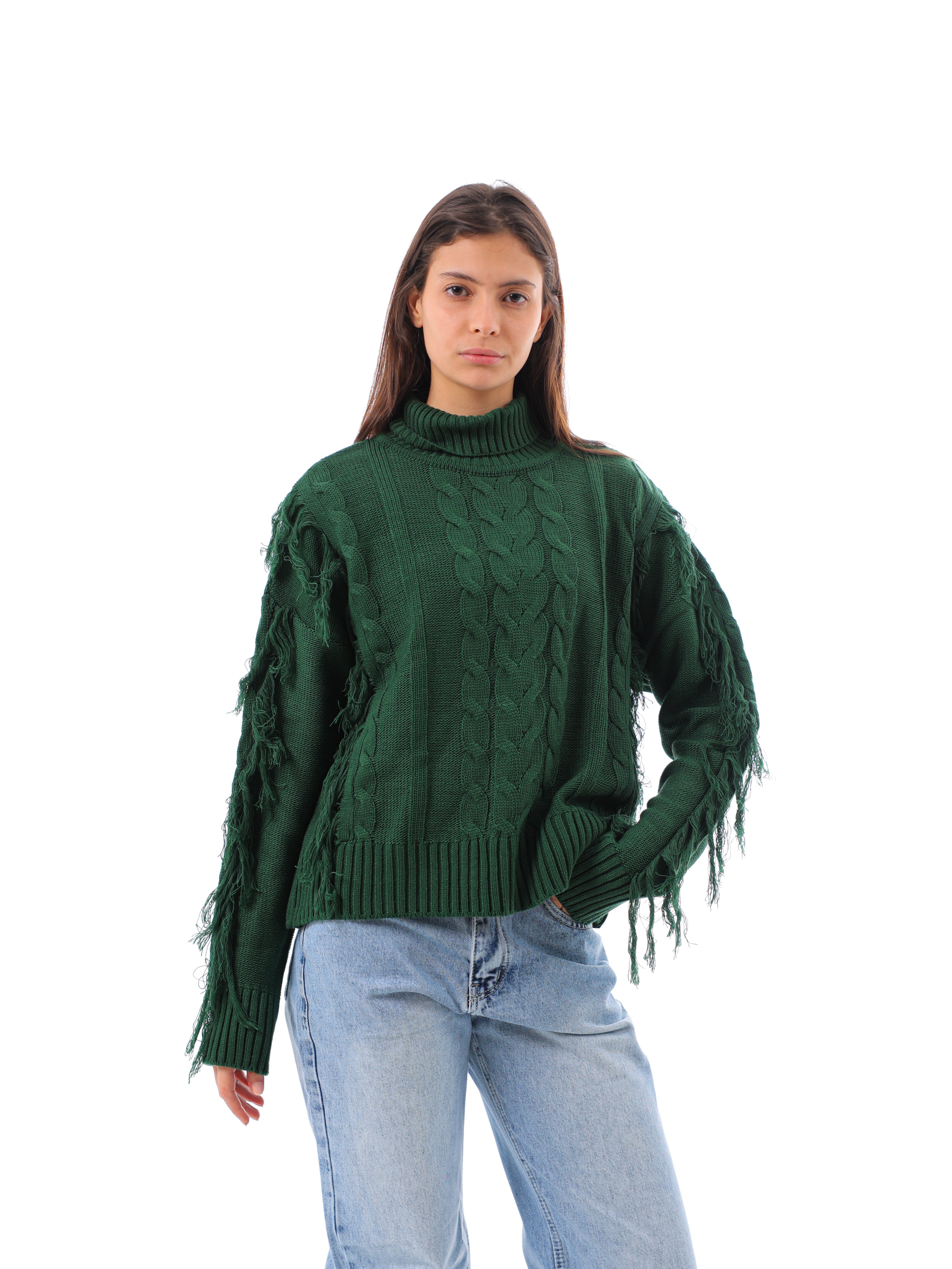 Mock Neck Cable Pullover