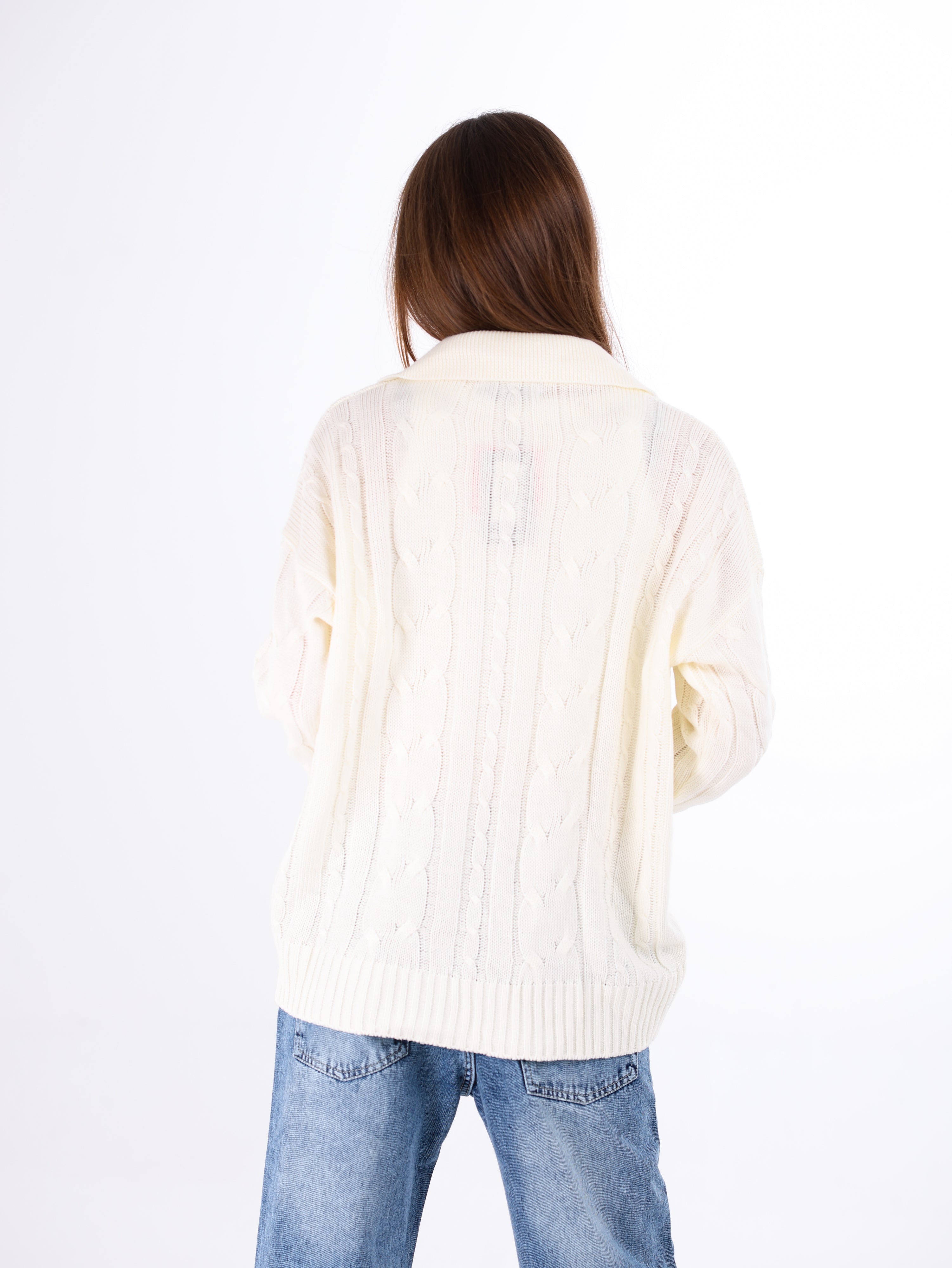 Collared Cable Pullover