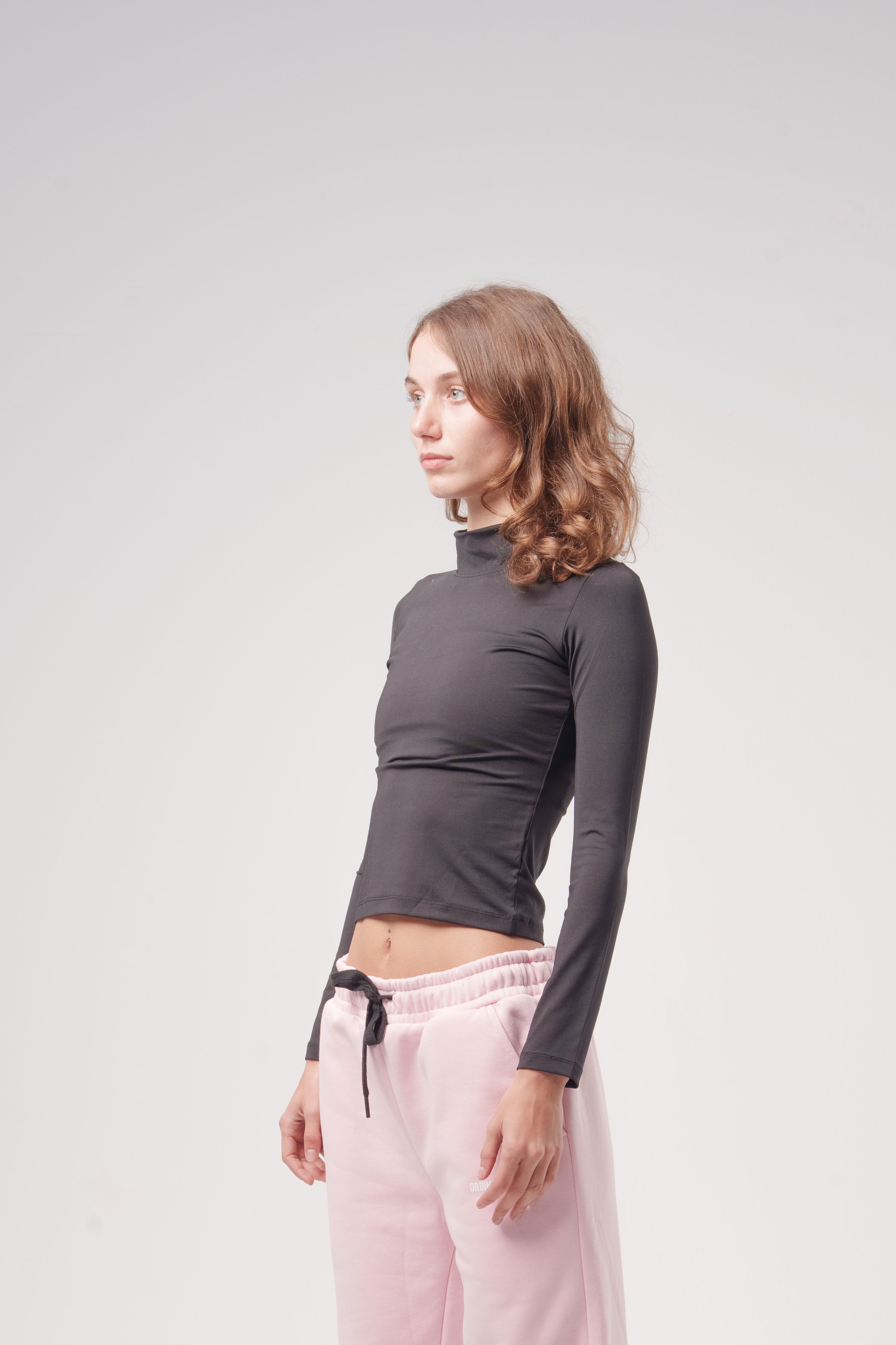 High-Neck Long-Sleeve Fitted Top