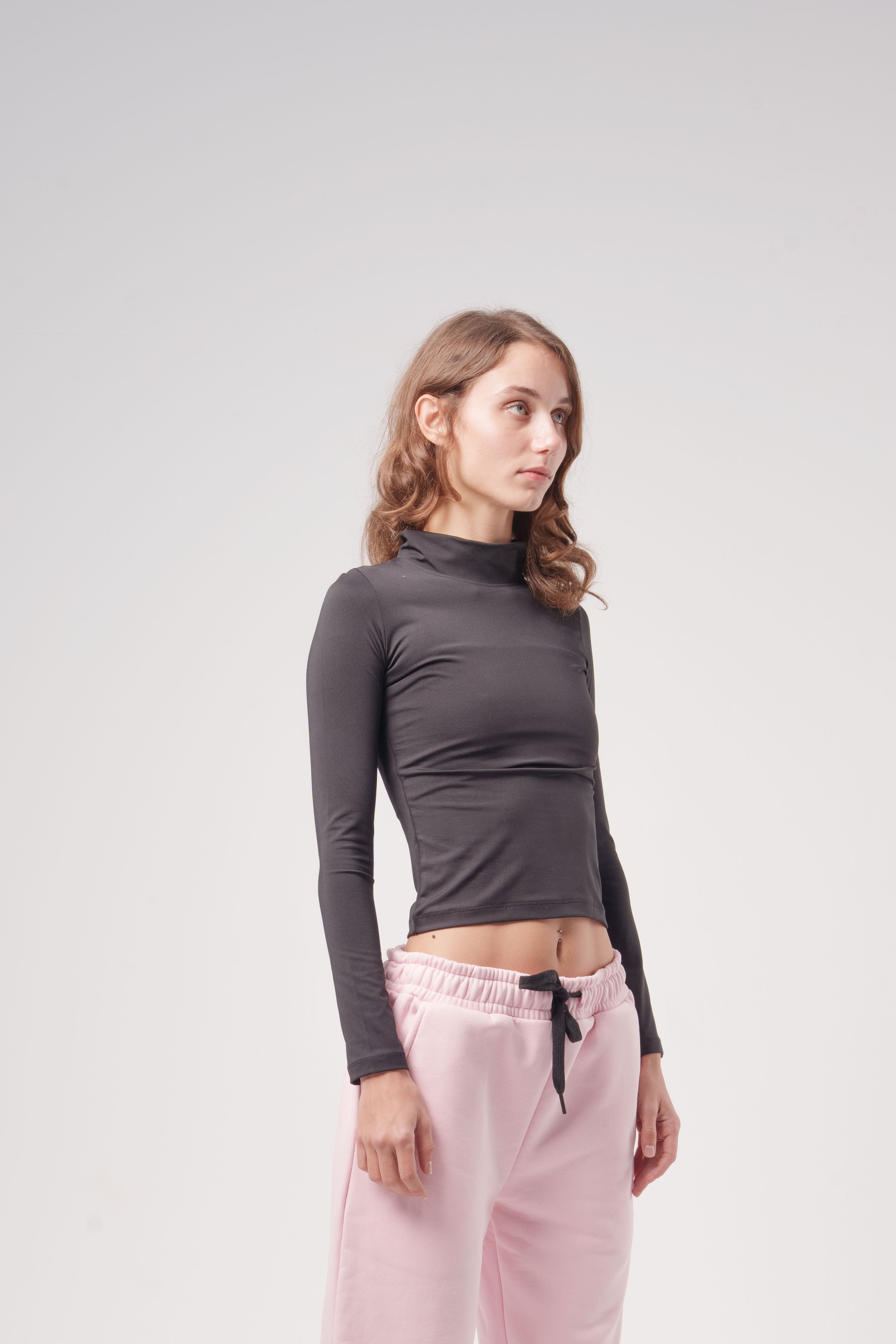 High-Neck Long-Sleeve Fitted Top