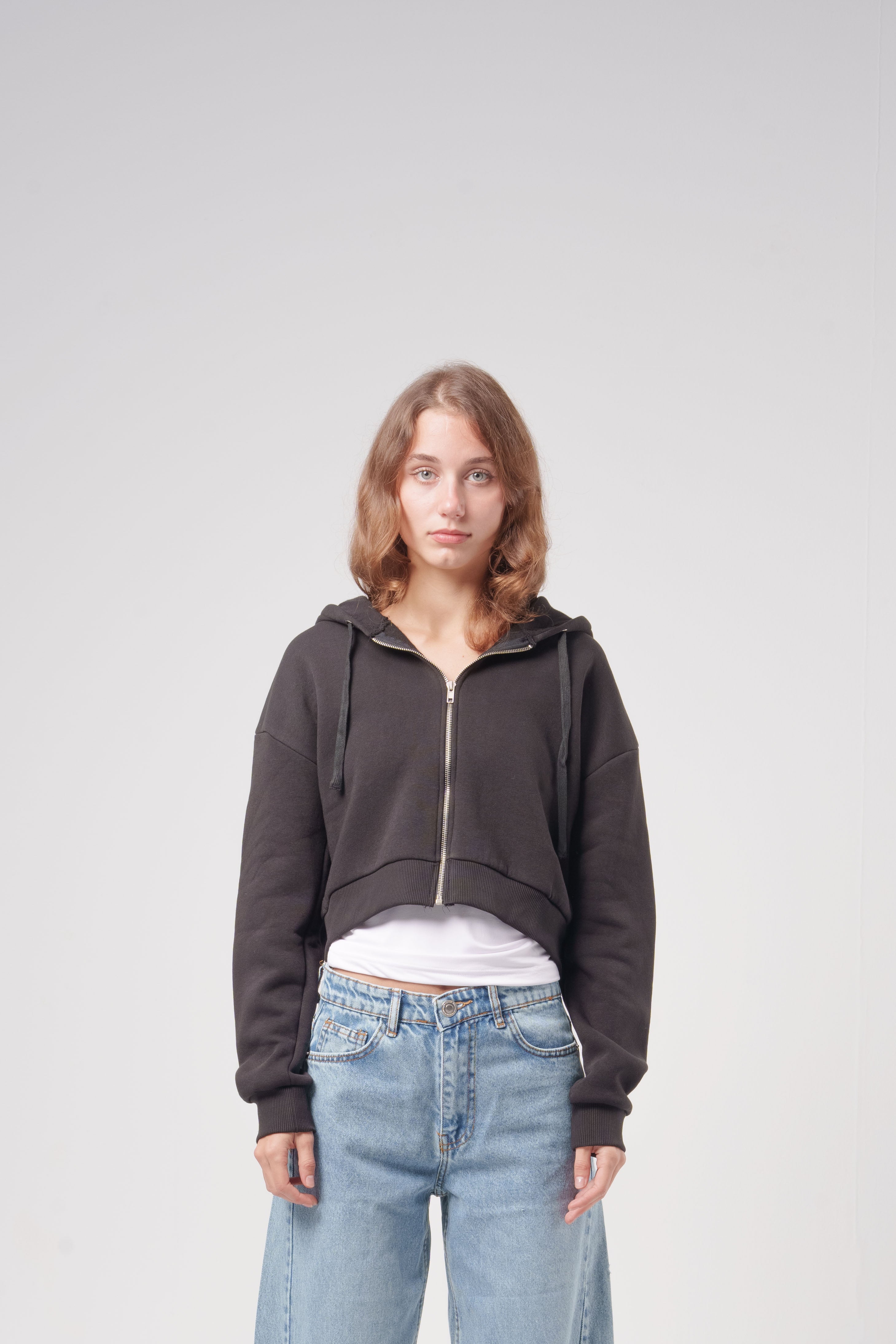 Cropped Zipper Sweatshirt