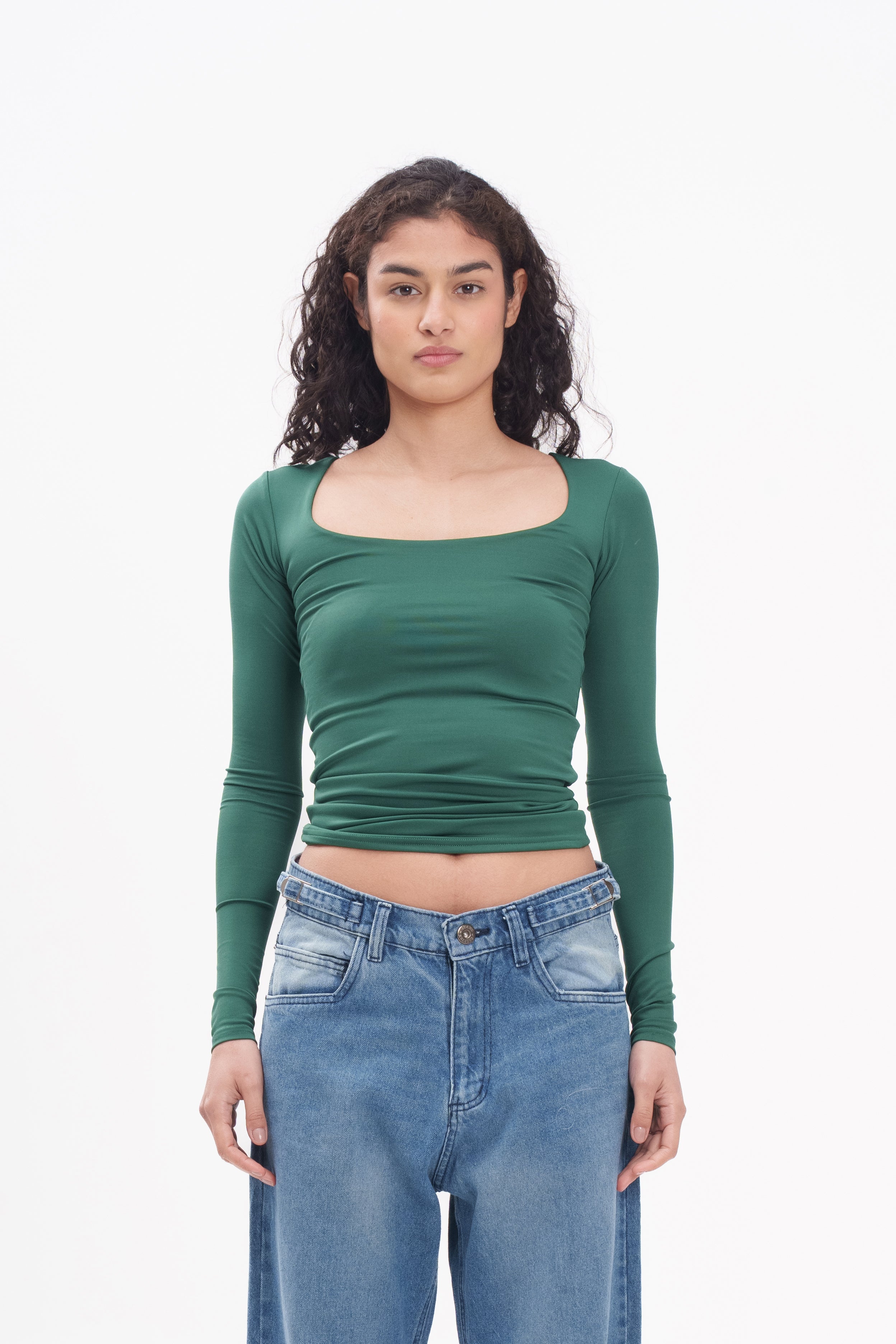 Square Neck Long-Sleeve Top