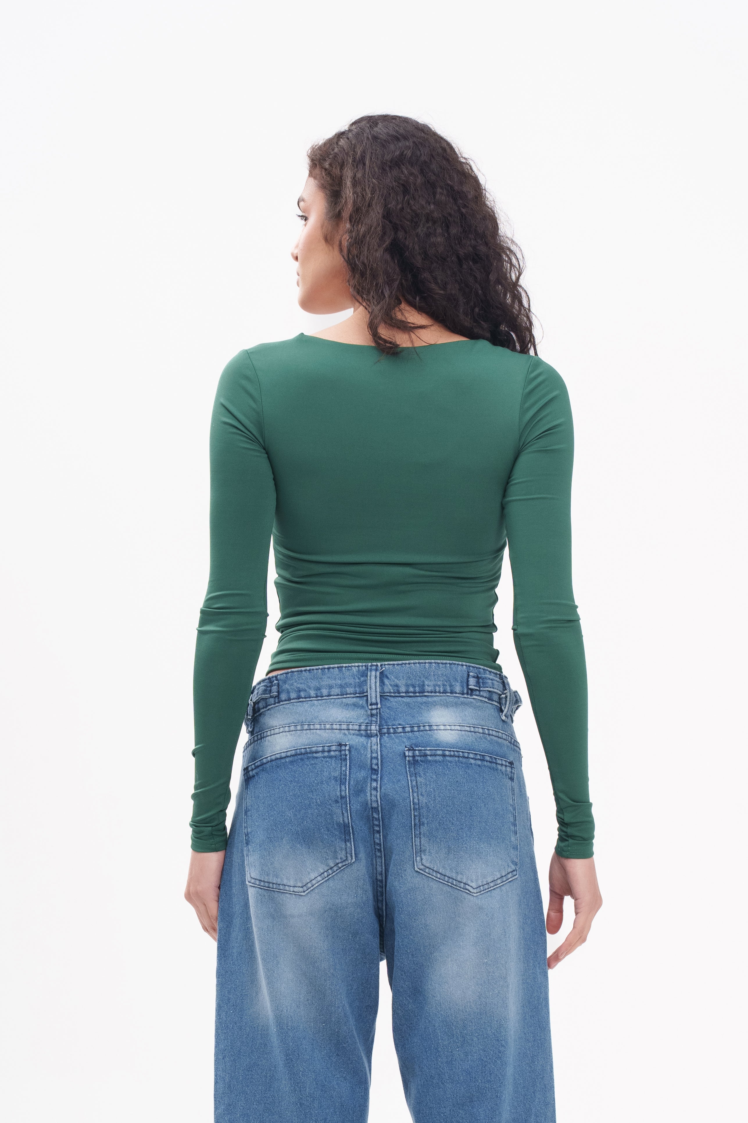 Square Neck Long-Sleeve Top
