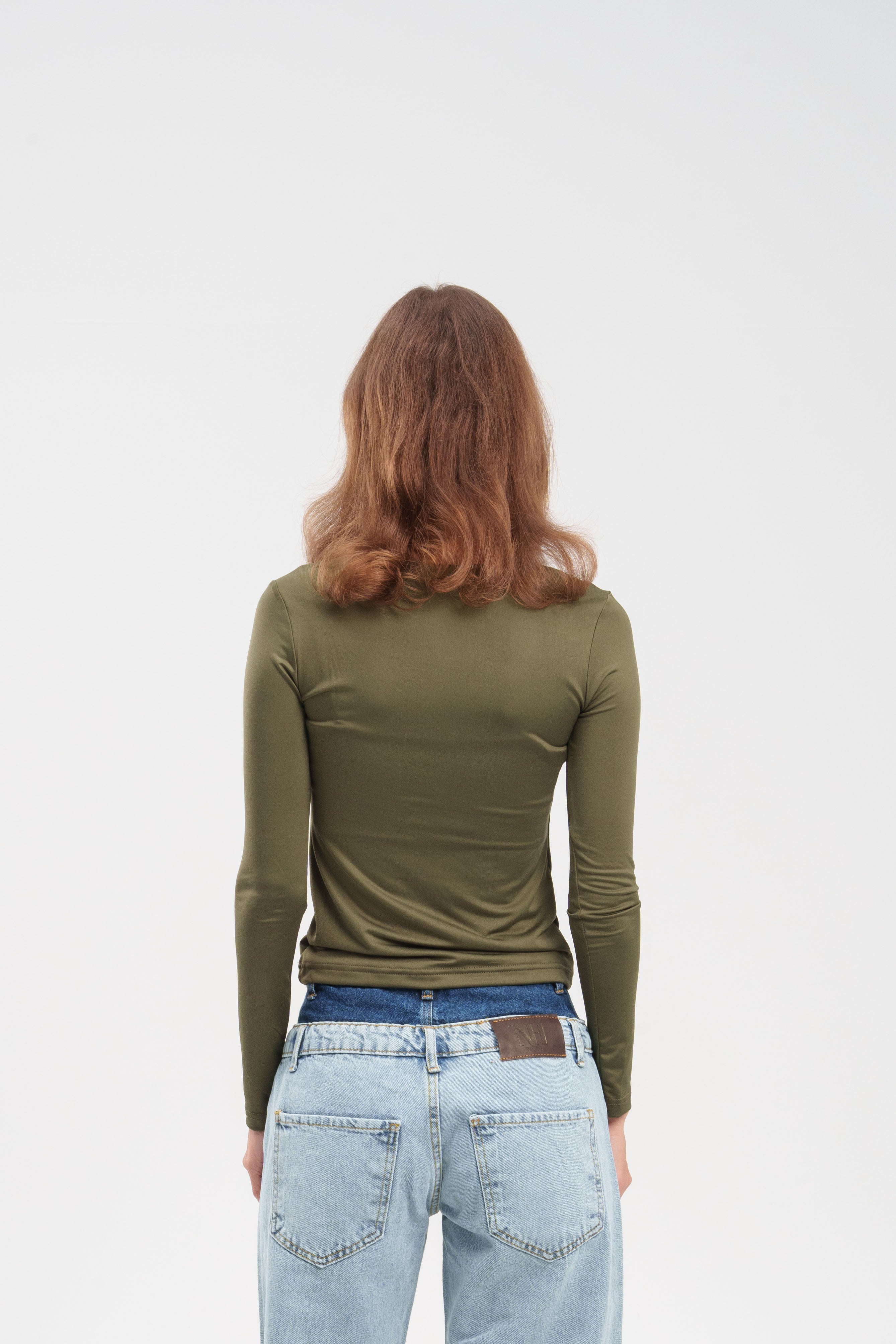 Long-Sleeve Square Neck Top