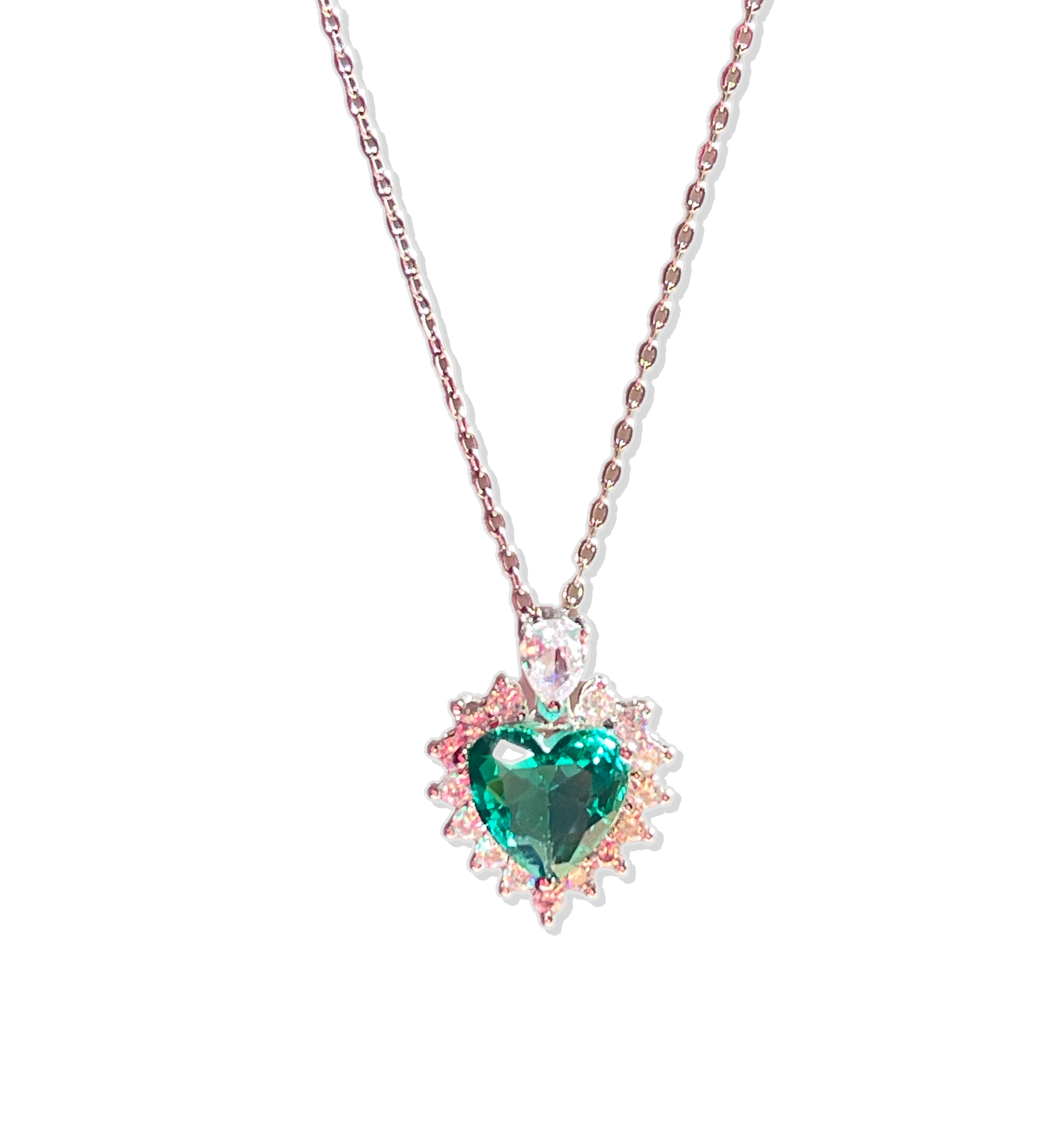 Crystal Emerald Heart Necklace