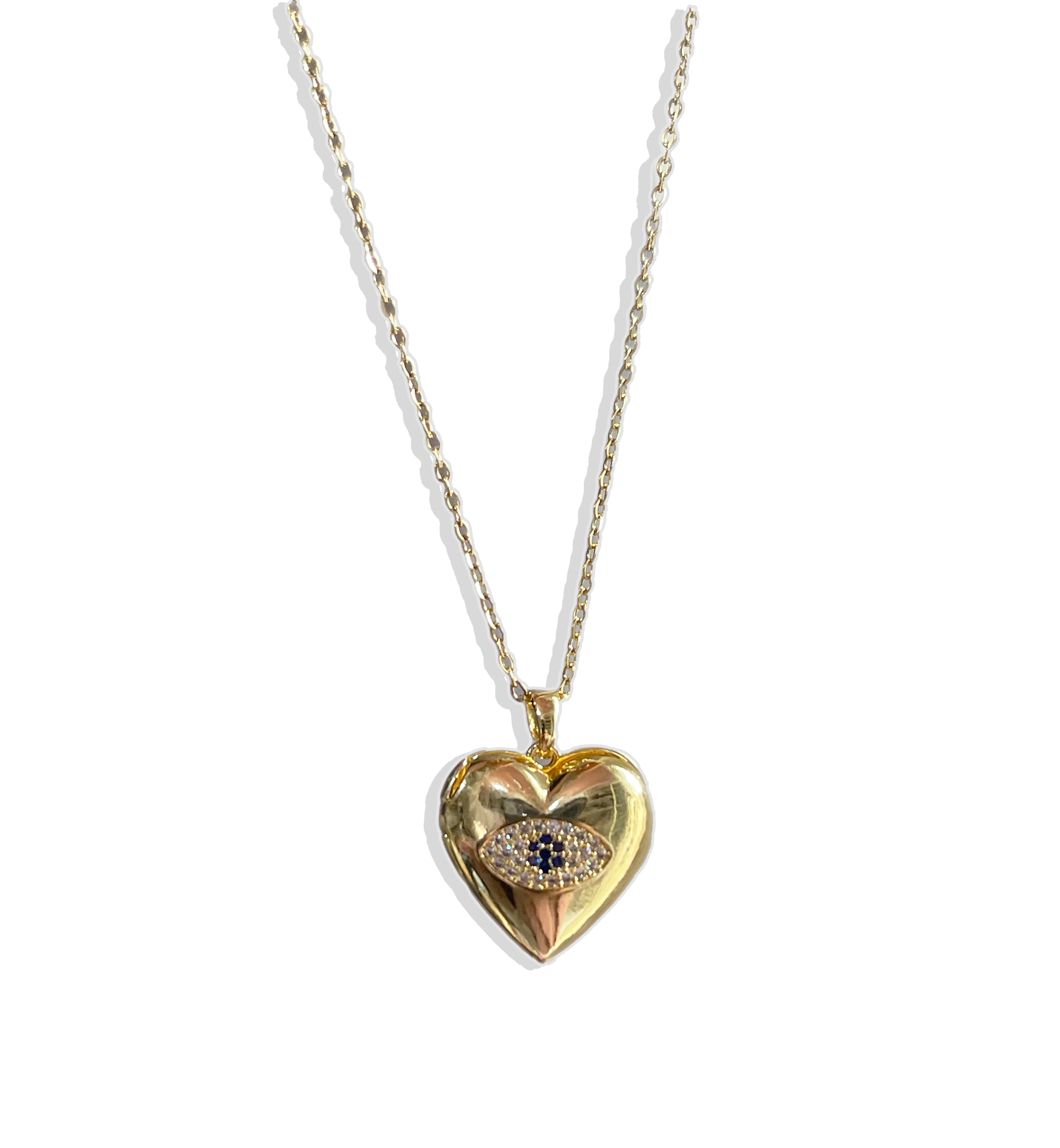 Heart Locket Necklace – Evil Eye Edition (Stainless Steel)