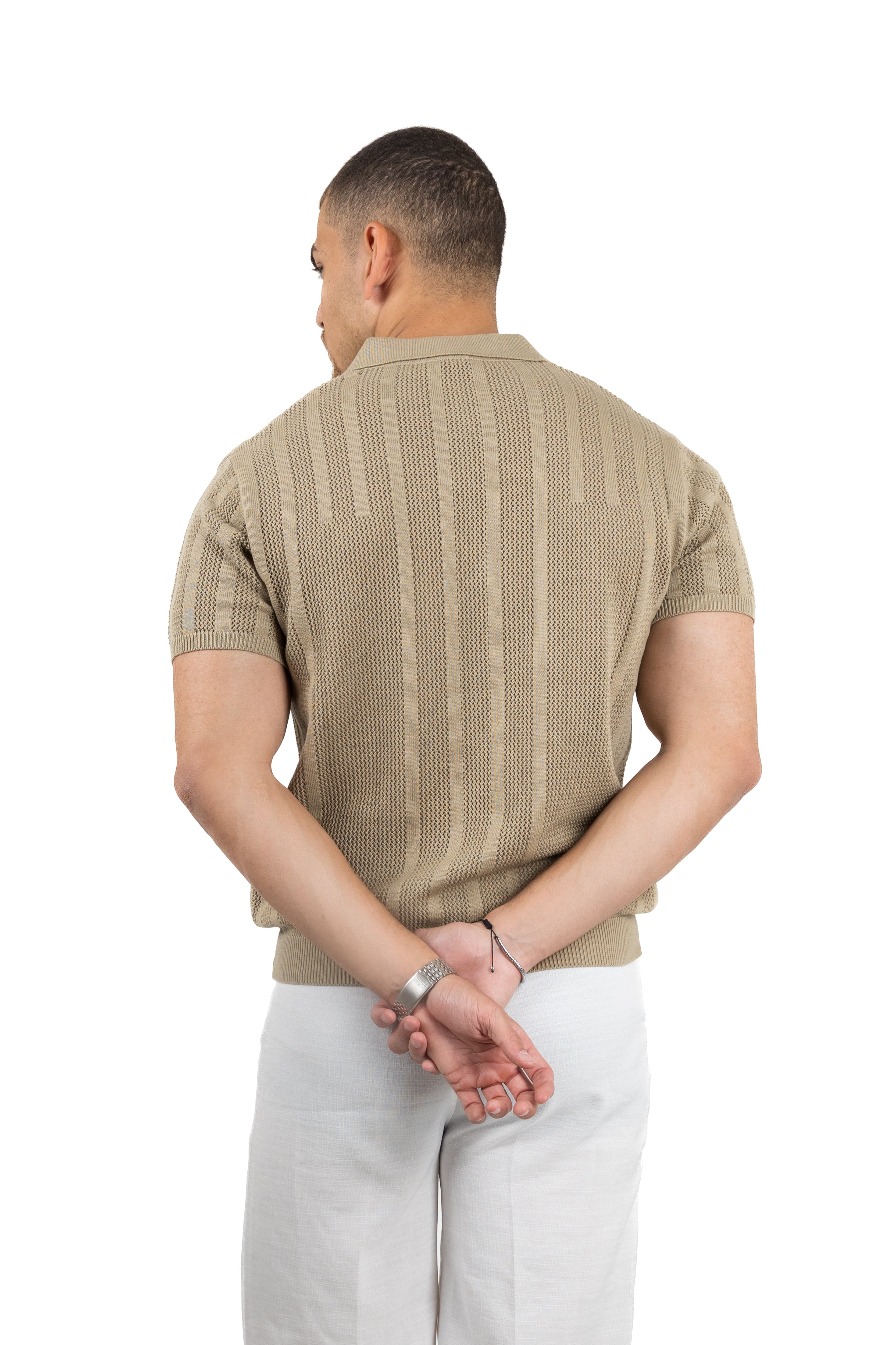Knitted Quarter-Zipper T-Shirt
