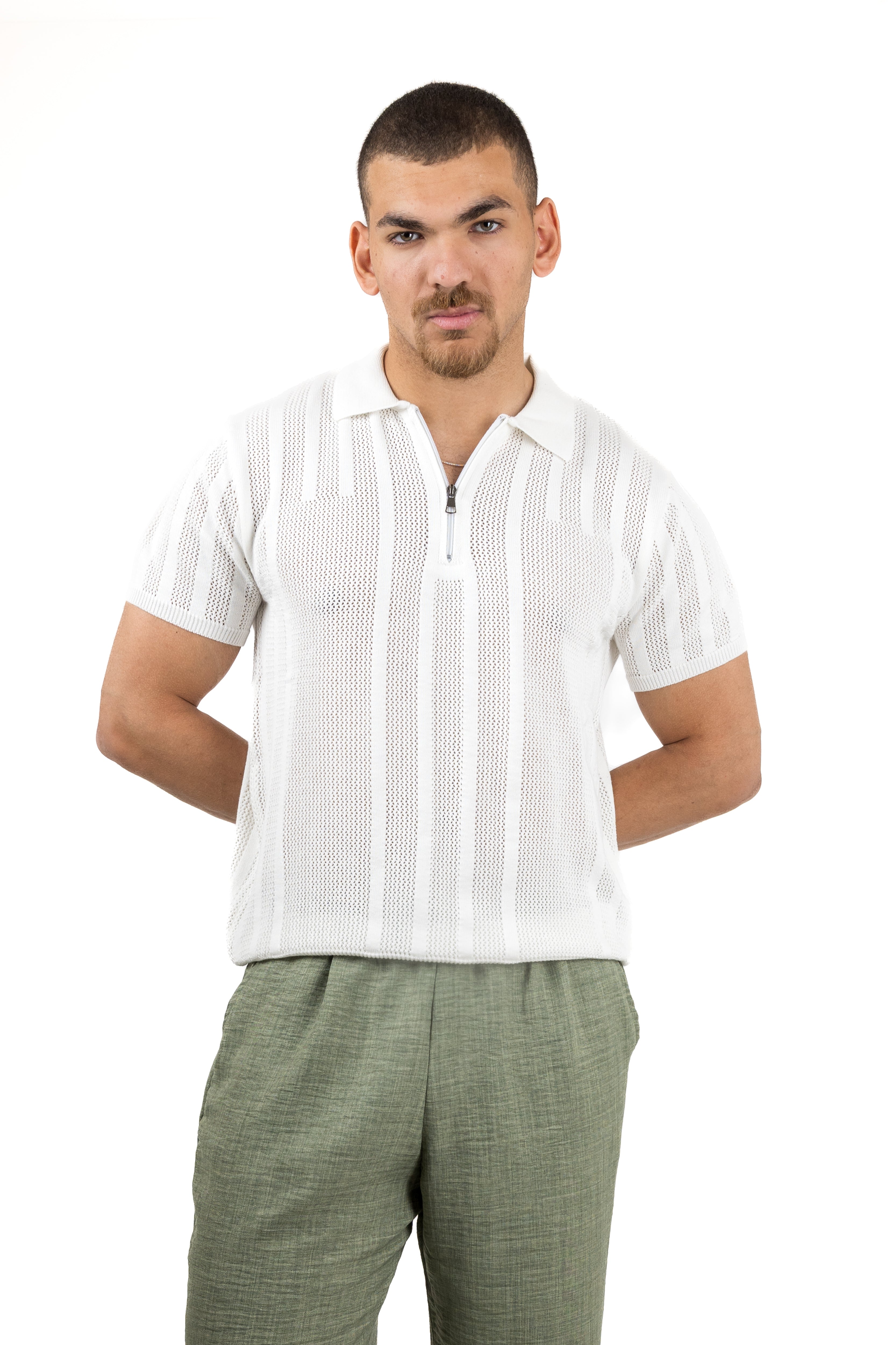 Knitted Quarter-Zipper T-Shirt